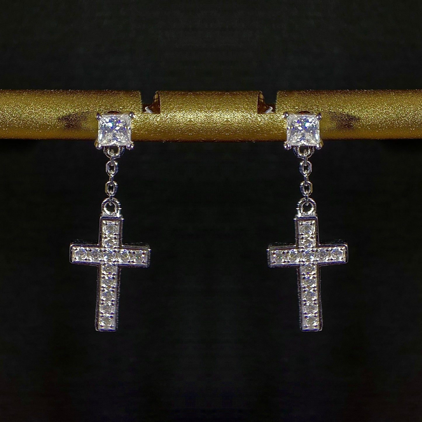 Cross Pendant Ear Stud Dropping  (EDAA) - TMT The Money Thing