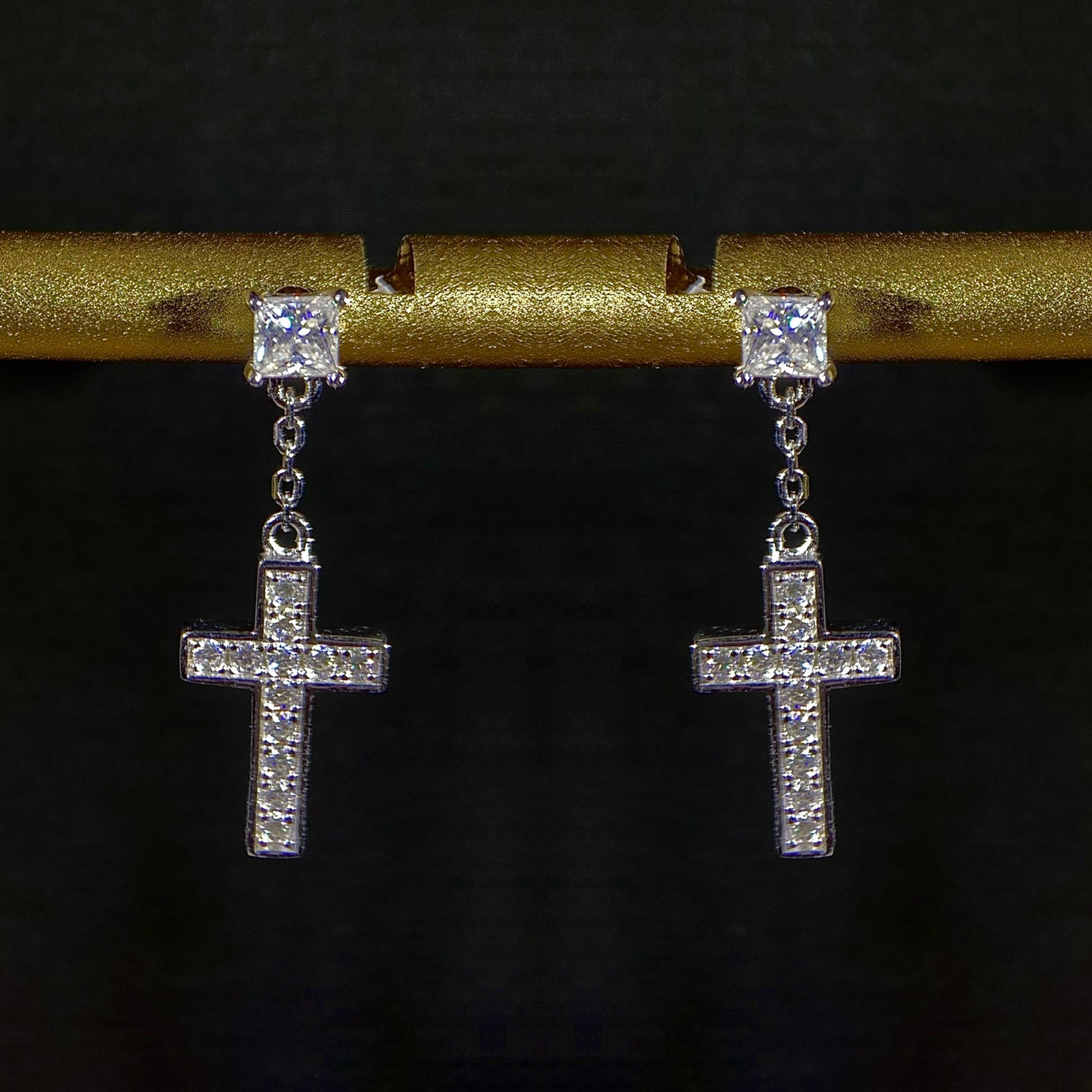 Cross Pendant Ear Stud Dropping  (EDAA) - TMT The Money Thing