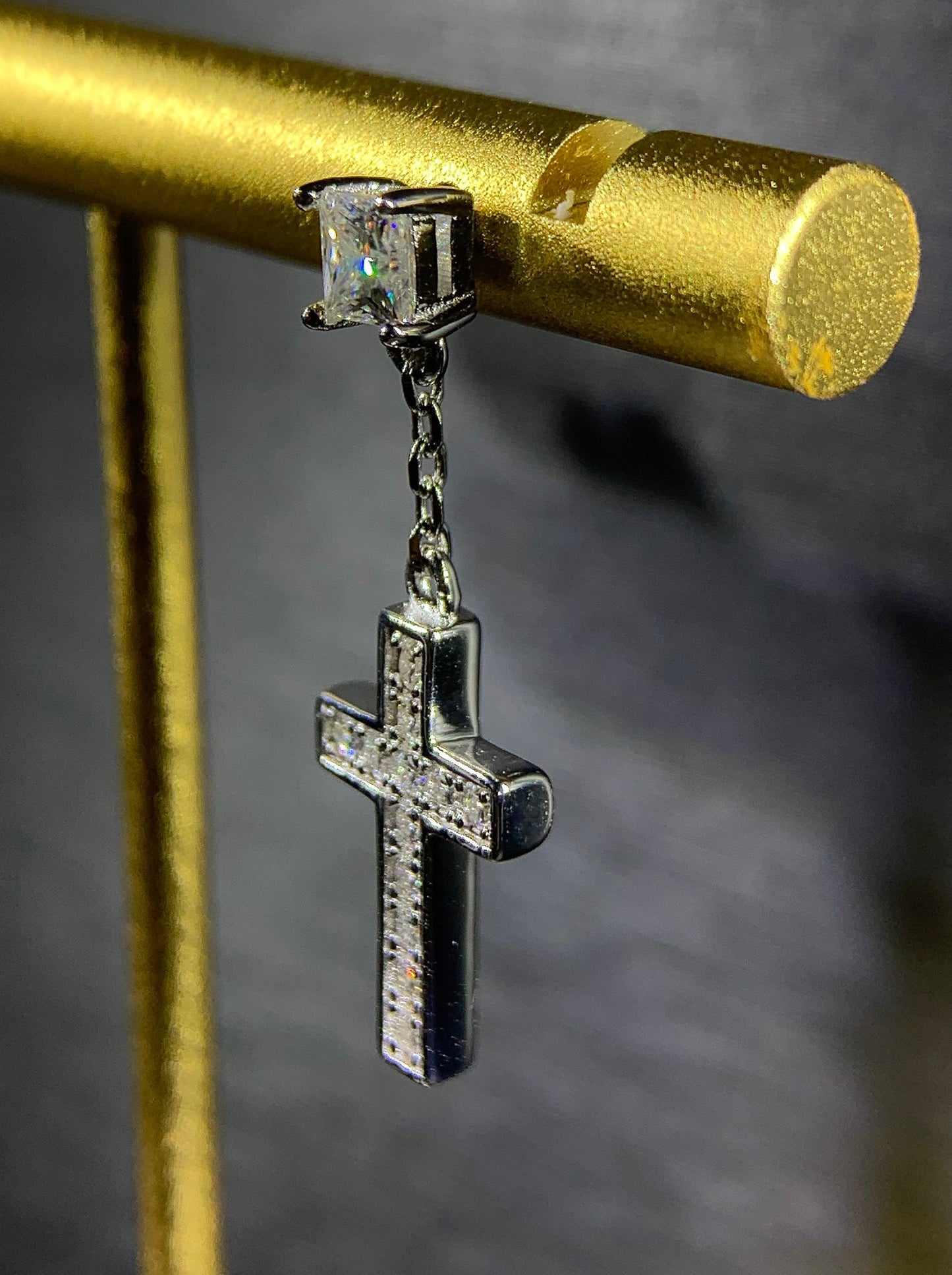 Cross Pendant Ear Stud Dropping  (EDAA) - TMT The Money Thing