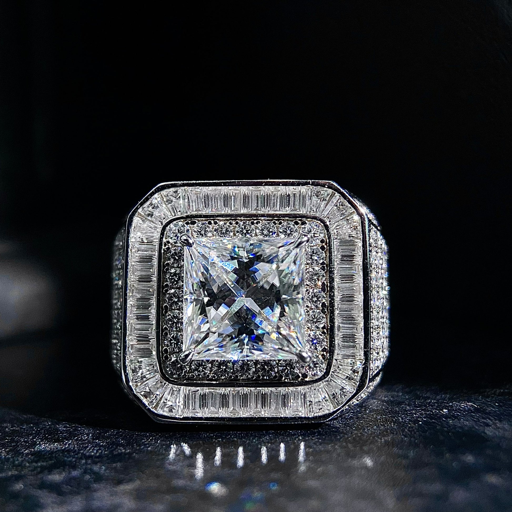 Iced Out Square Main Stone 3.94ct Ring (FRBD) - TMT The Money Thing