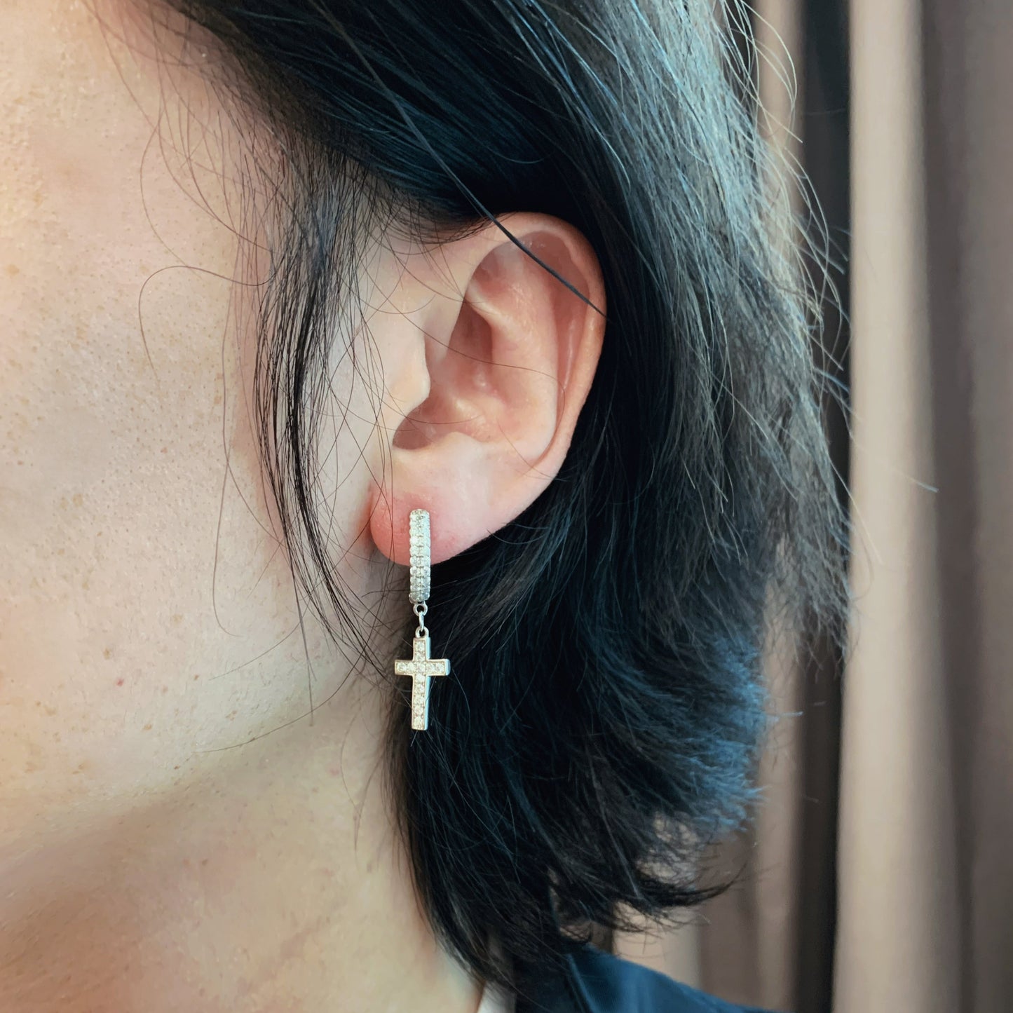 Cross Pendant Ear Ring Dropping (EDAB) - TMT The Money Thing