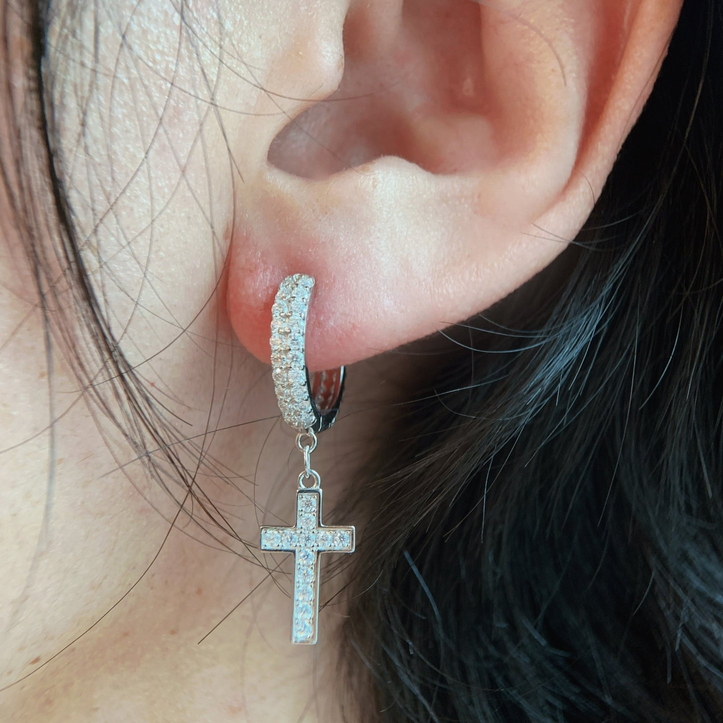 Cross Pendant Ear Ring Dropping (EDAB) - TMT The Money Thing