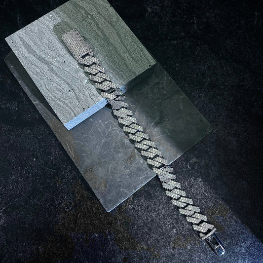 925 Silver Moissanite Prong Cuban Bracelet (CBAB)