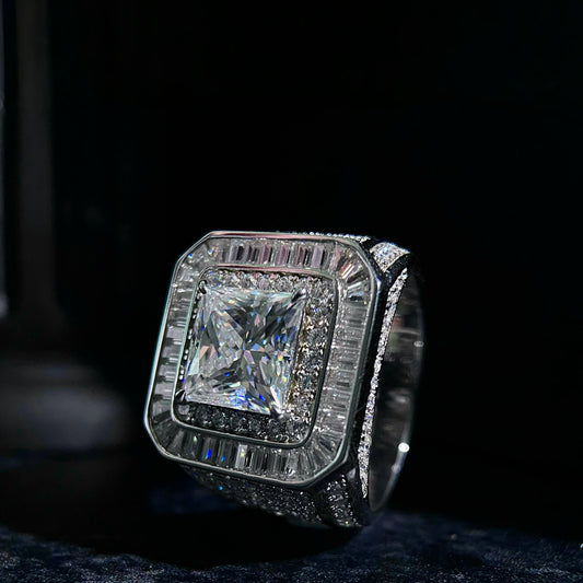 Iced Out Square Main Stone 3.94ct Ring (FRBD) - TMT The Money Thing