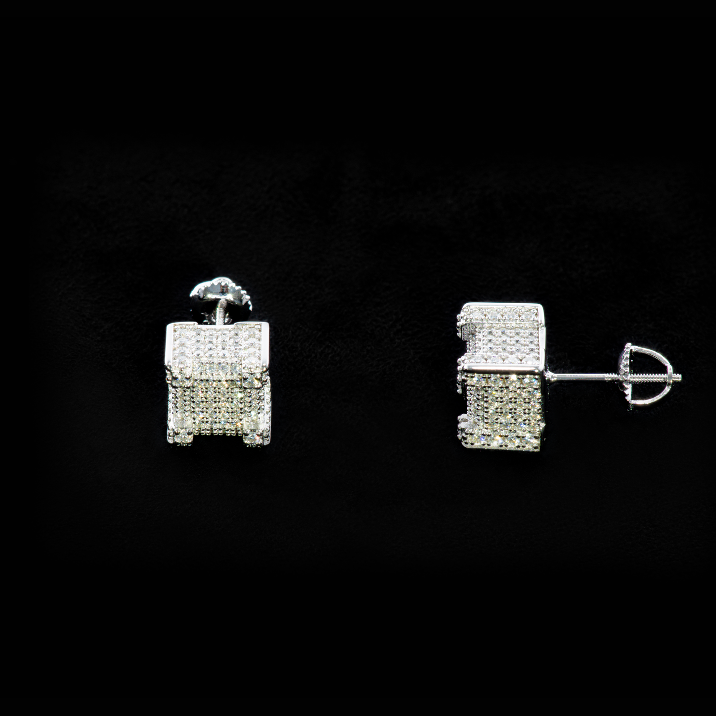 Square Ice Out Ear Stud Earring Piercing (EPAD) - TMT The Money Thing