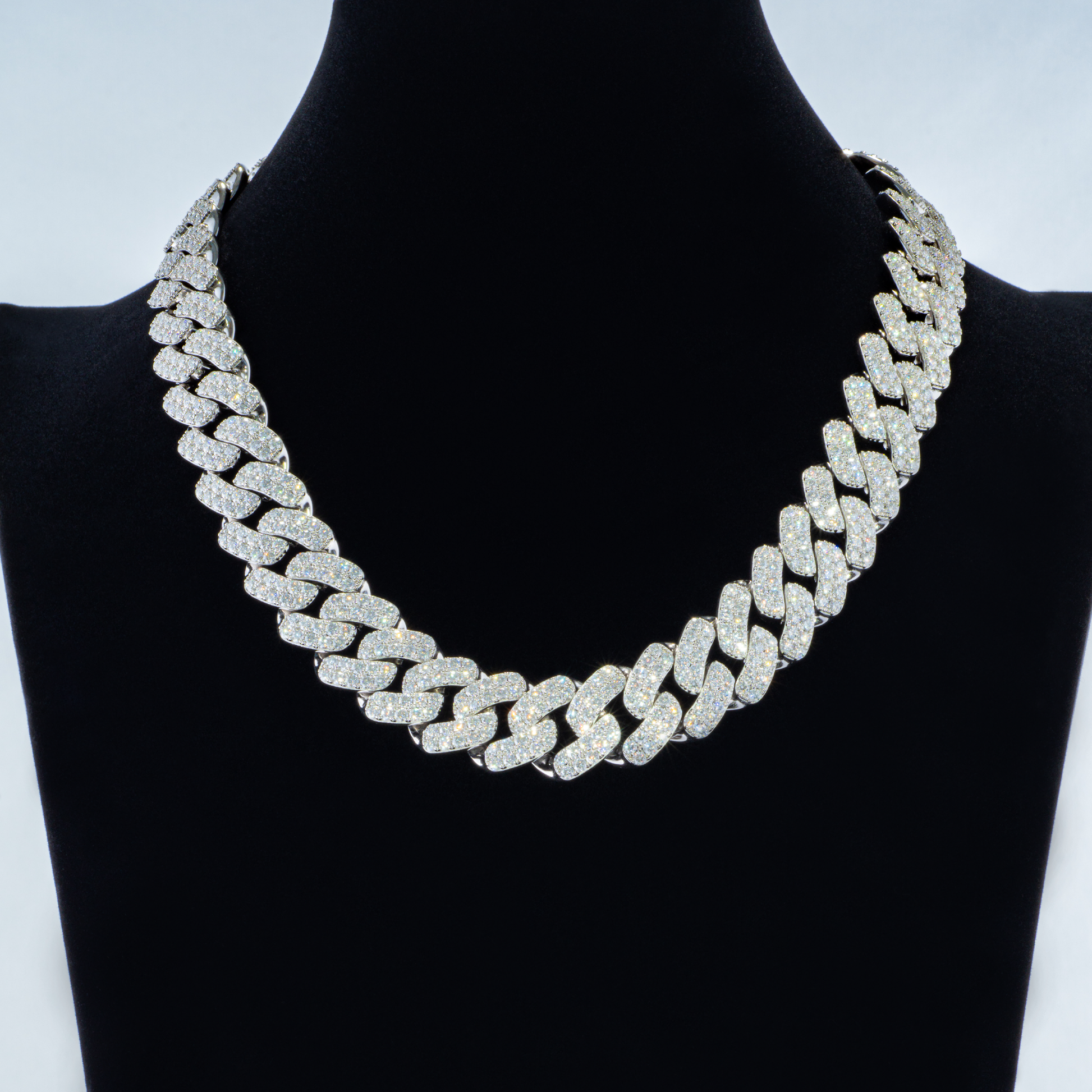 Miami Two Rows Stone Setting Cuban Necklace (CCAC) - TMT The Money Thing