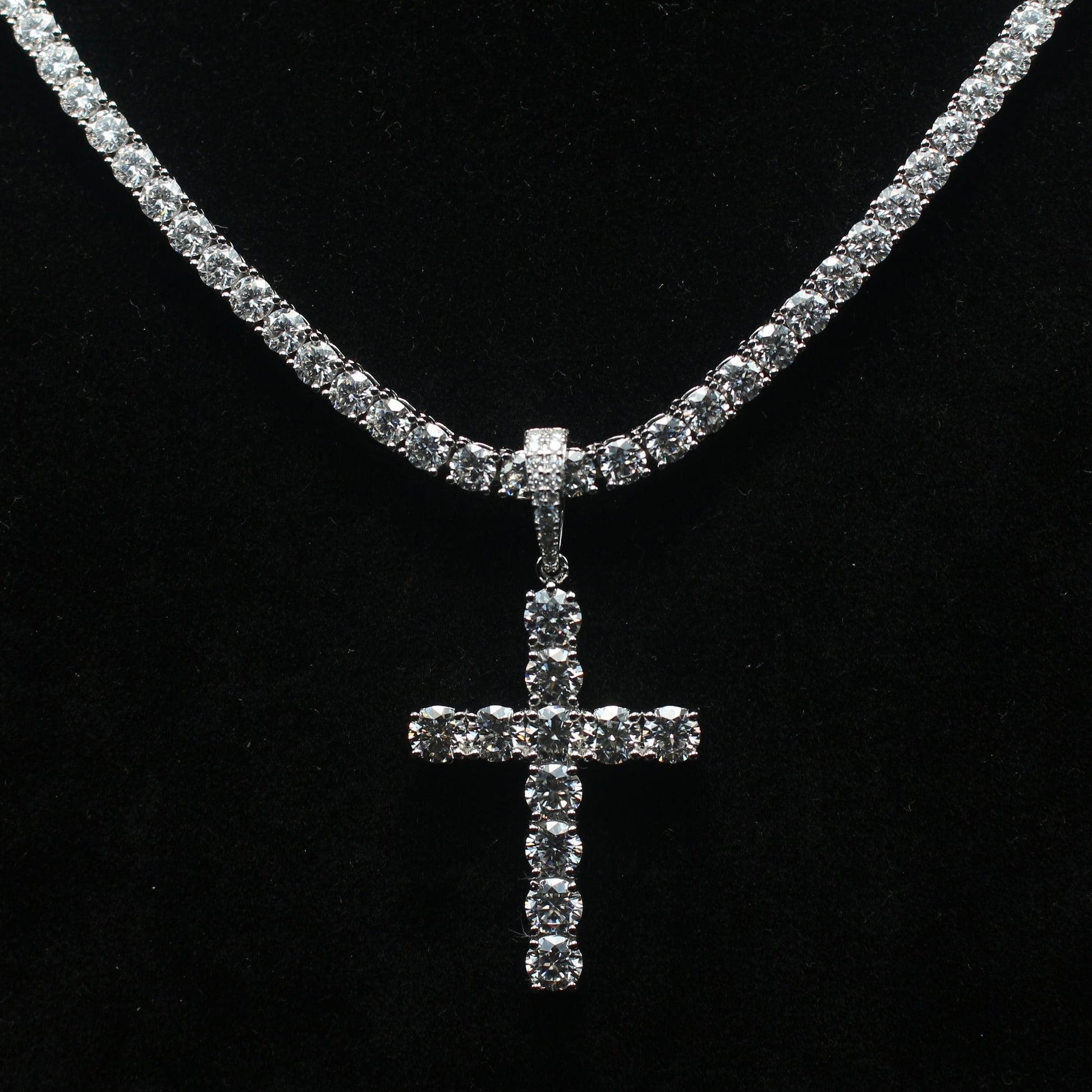 Combo Set of 4mm Tennis Chain and Cross Pendant - TMT The Money Thing