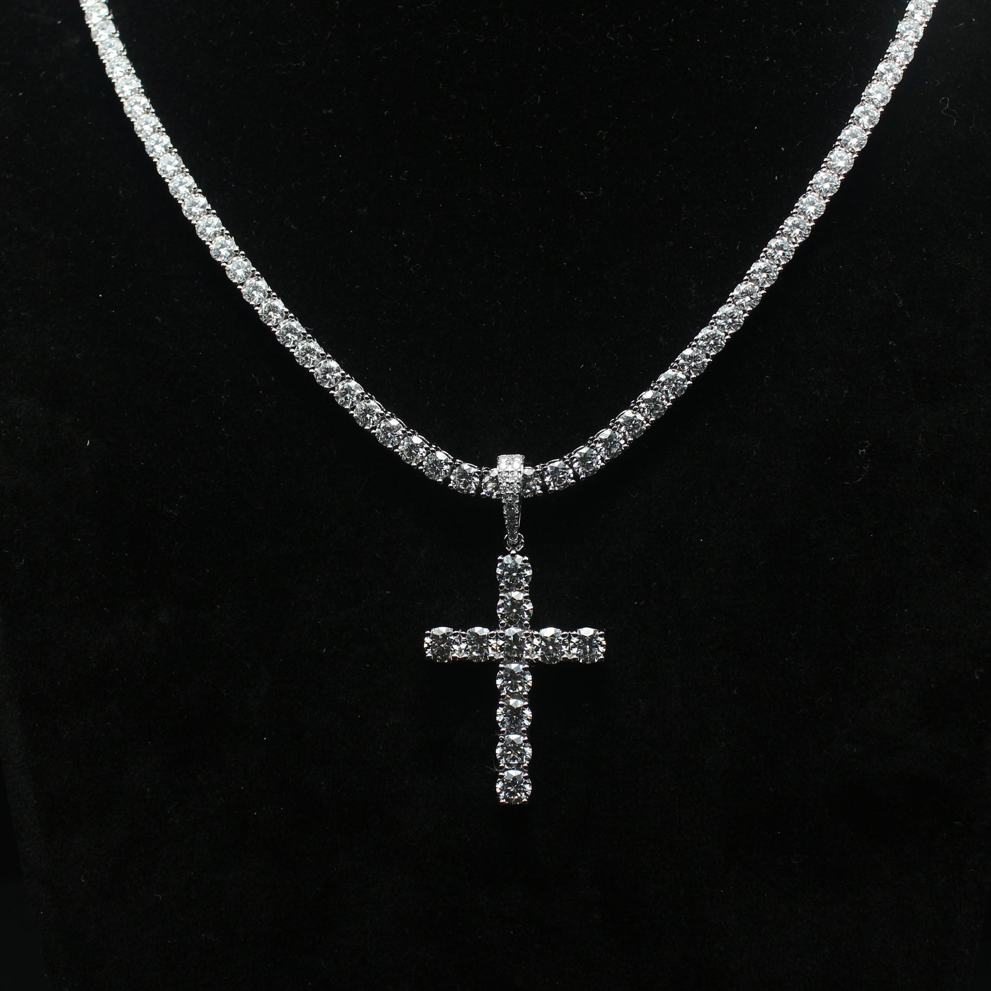 Combo Set of 4mm Tennis Chain and Cross Pendant - TMT The Money Thing